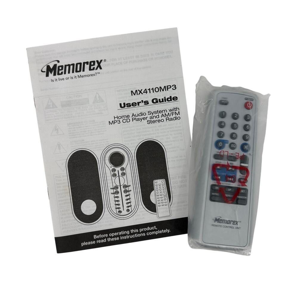 Memorex MX4110 MP3 Home Audio System Remote Control and Manual